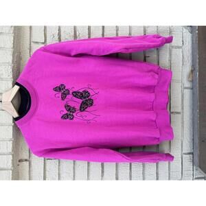 Vintage 90s Top Stich by Morning Sun Butterfly Sweatshirt Embroidered M Medium